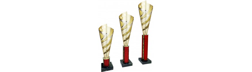 CONICAL CUP TRI COLOUR COLUMN TROPHY